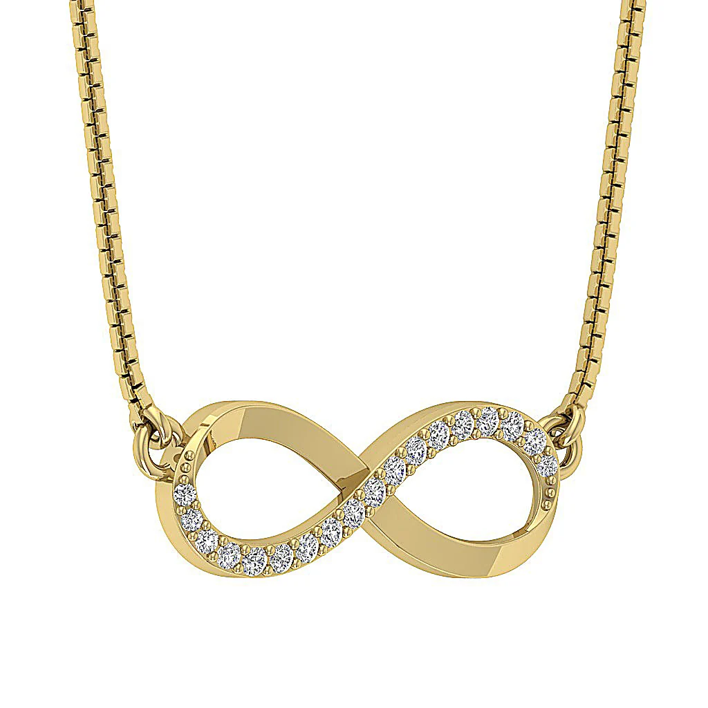 The Calvin Infinity Fashion Pendant 14K Solid Gold Genuine Diamond Prong Setting - Image 7