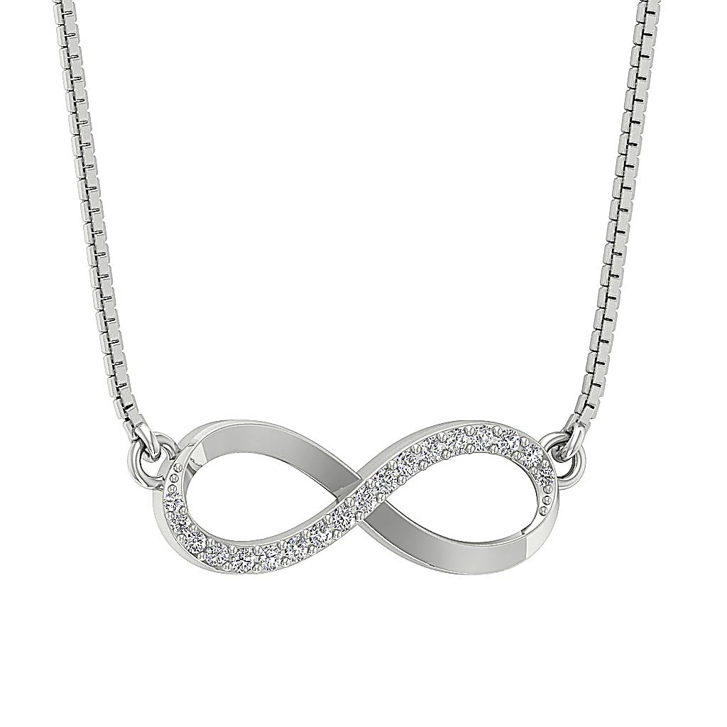 The Calvin Infinity Fashion Pendant 14K Solid Gold Genuine Diamond Prong Setting - Image 9