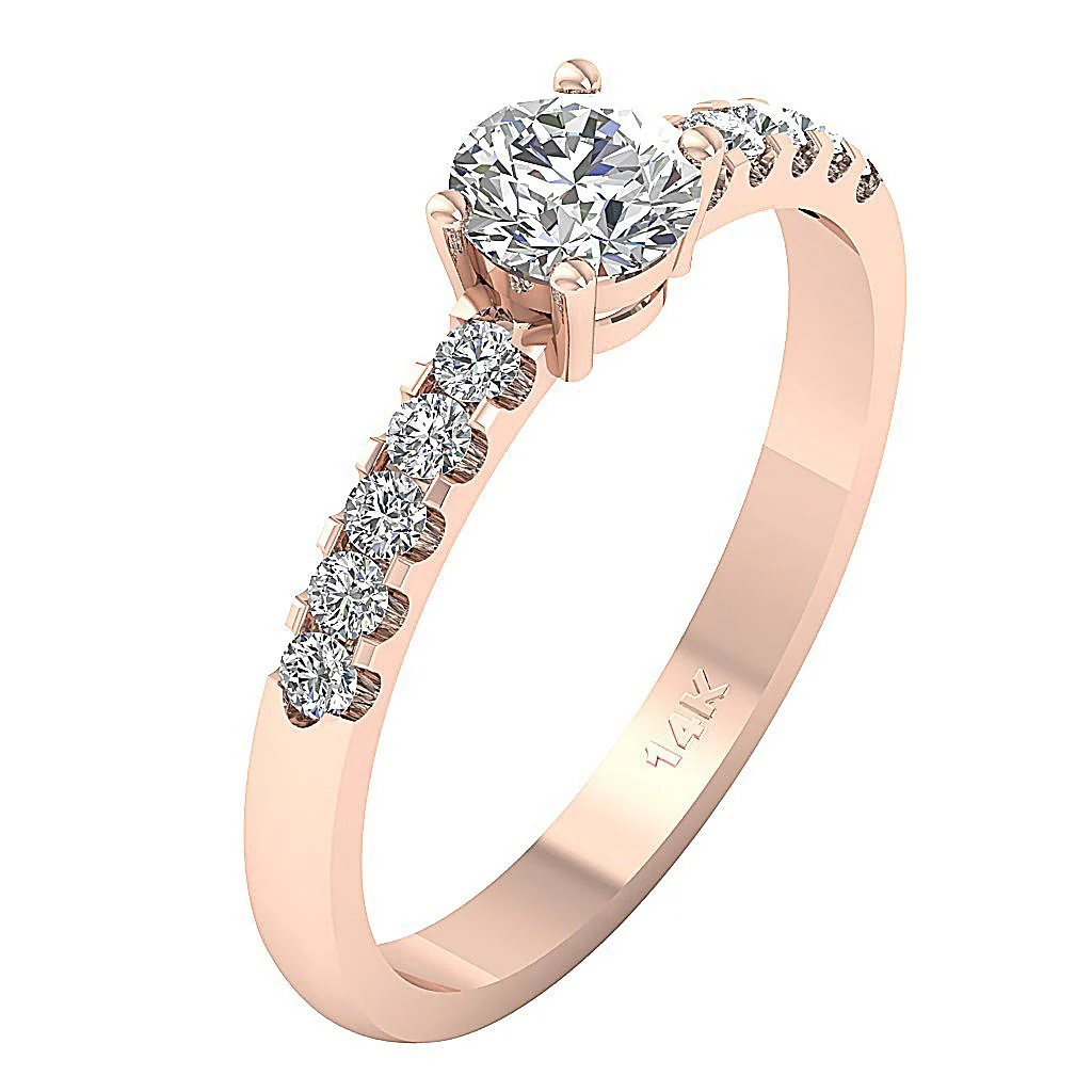 The Camilo Sparkly Natural Diamond 14k Rose Gold Solitaire Engagement Ring