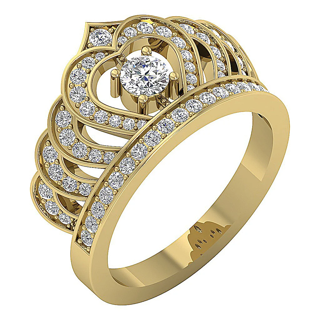 The Canaan For Women Crown Soliatire Engagement Ring Gold Round Cut Diamond - Image 3