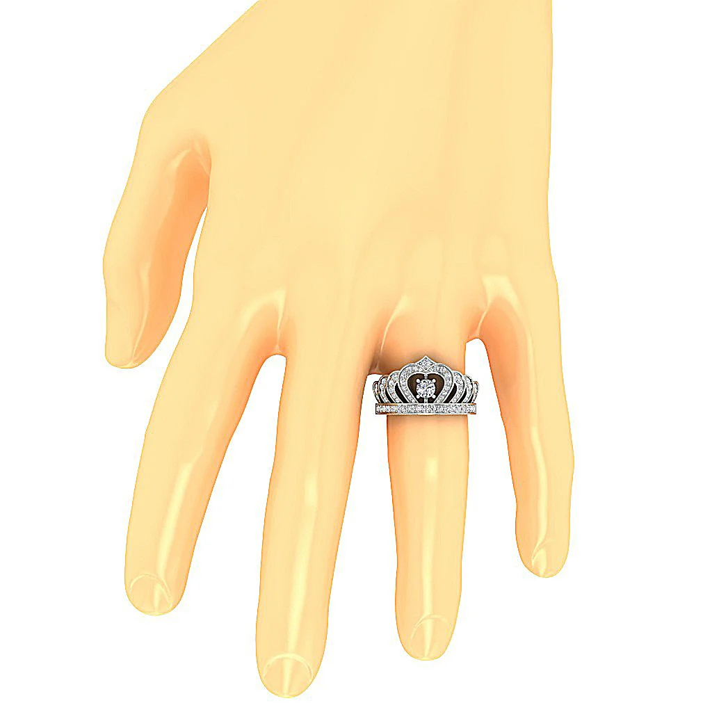 The Canaan For Women Crown Soliatire Engagement Ring Gold Round Cut Diamond - Image 7