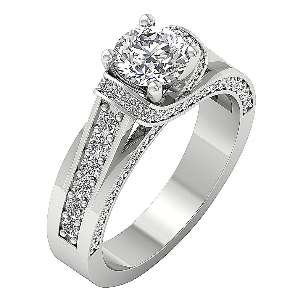 The Cannon 1 Carat Center Solitaire Diamond 2.10 Carat Engagement Ring 14k Rose Gold - Image 2
