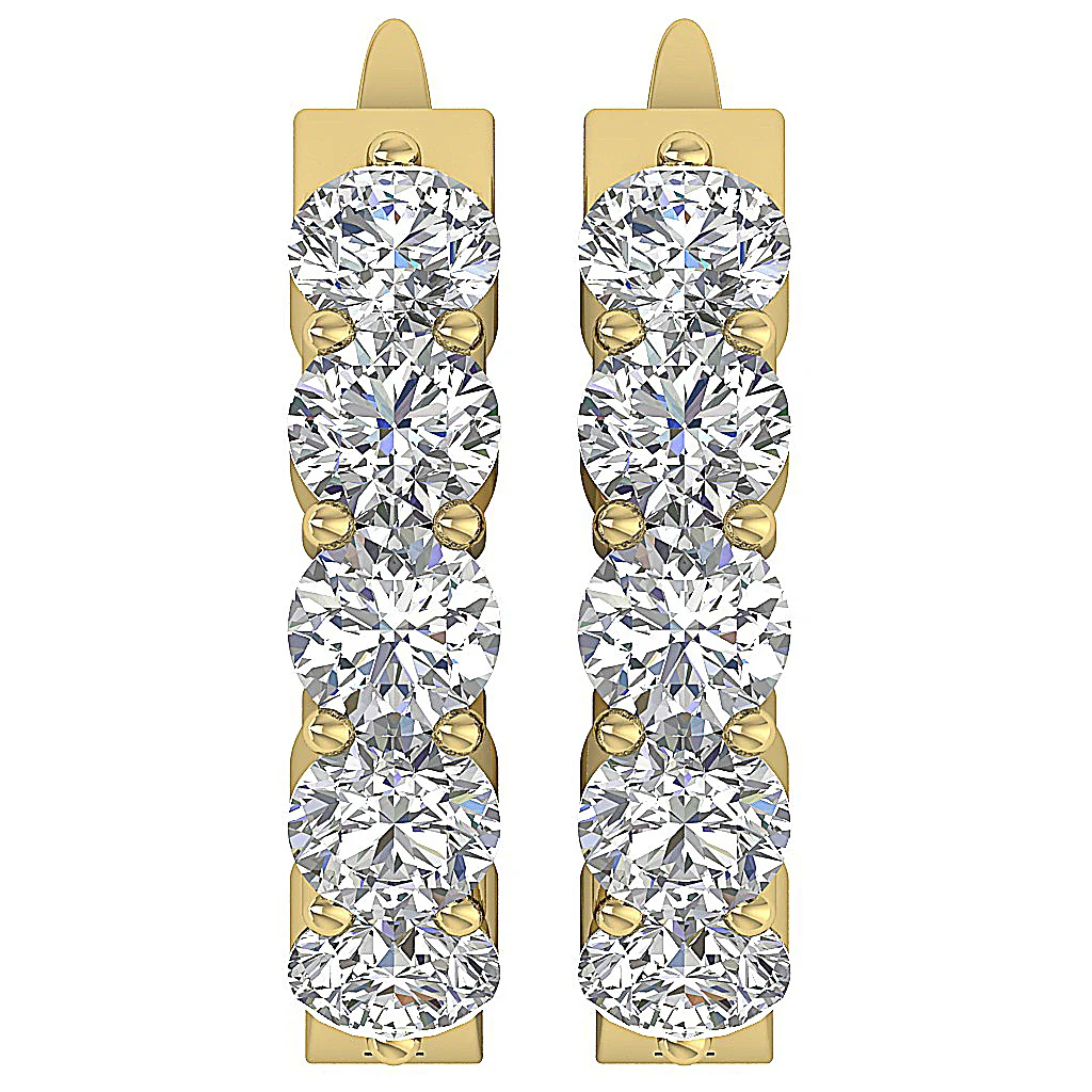 The Carlos Classic Round Brilliant Cut Diamond Hoop Earring For Her 14K Yellow Gold - Image 4
