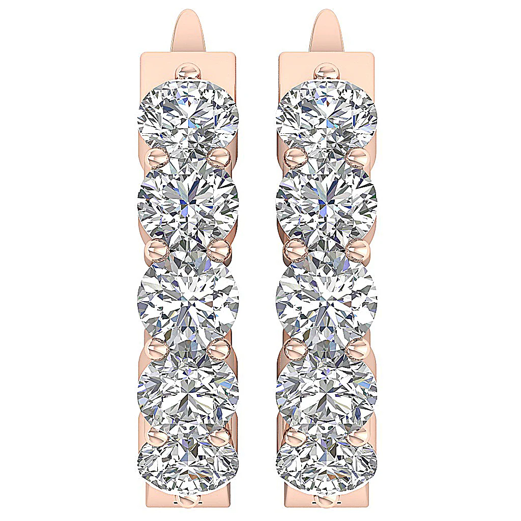 The Carlos Classic Round Brilliant Cut Diamond Hoop Earring For Her 14K Yellow Gold - Image 6