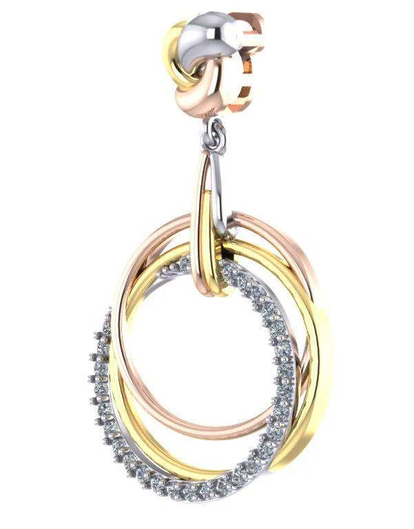 The Carlos Fashion Circle Pendant Natural Diamond 14K White Yellow Rose Gold - Image 3