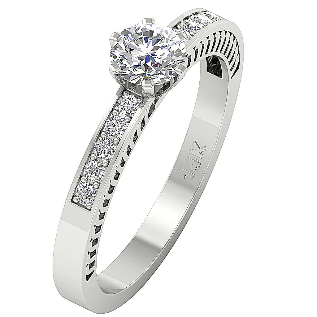 The Carmelo For Women Solitaire Engagement Ring 14k Solid Gold Round Diamond - Image 2