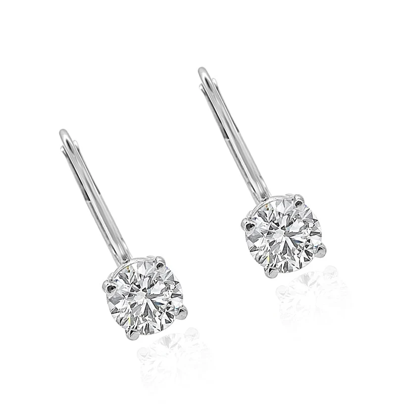 14k/18k White Yellow Rose Gold I1/SI1 G 1.50Ct Genuine Diamond Lever Back Studs Earrings - Image 10