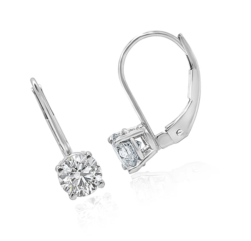 14k/18k White Yellow Rose Gold I1/SI1 G 1.50Ct Genuine Diamond Lever Back Studs Earrings - Image 11