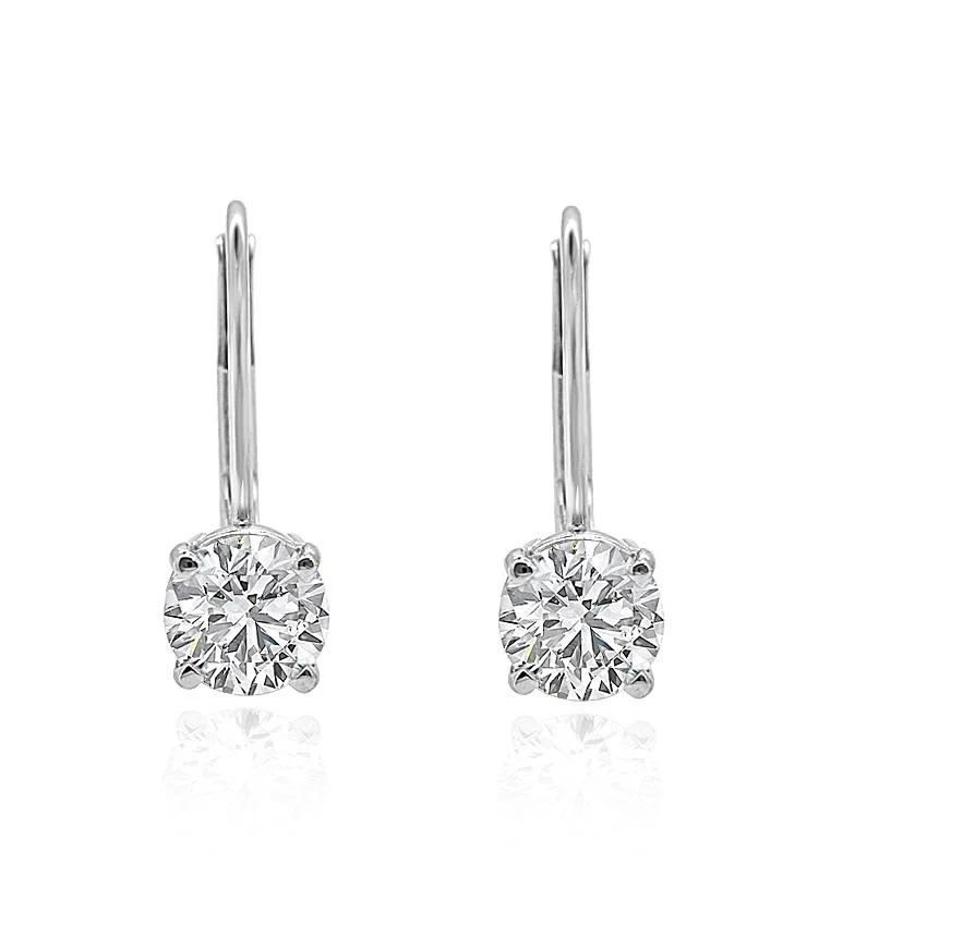 14k/18k White Yellow Rose Gold I1/SI1 G 1.50Ct Genuine Diamond Lever Back Studs Earrings - Image 7