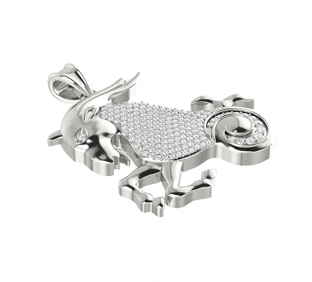 The Carson Round Brilliant Cut Diamond Yellow Gold Capricorn Zodiac Sign Fashion Pendant - Image 6