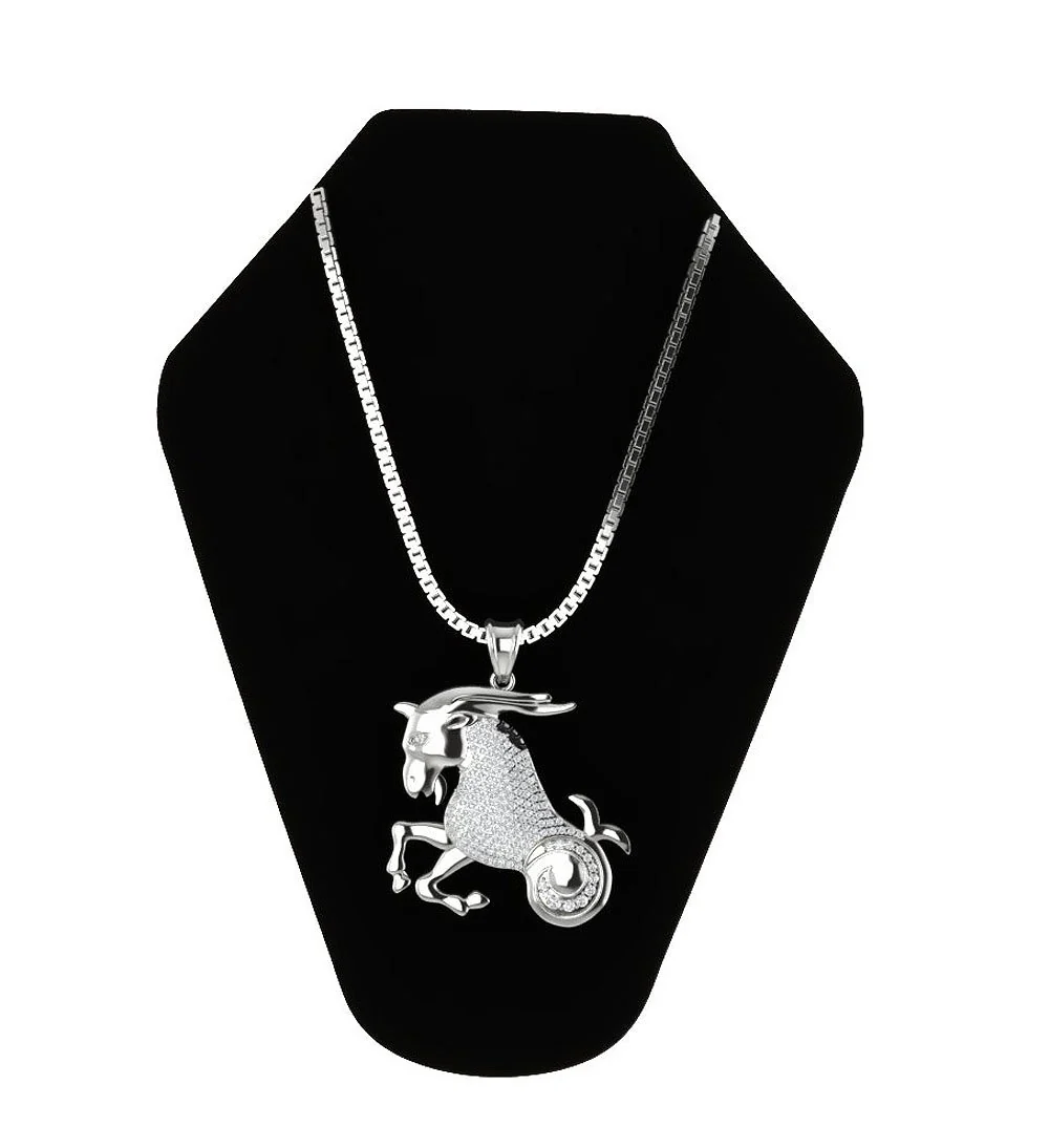 The Carson Round Brilliant Cut Diamond Yellow Gold Capricorn Zodiac Sign Fashion Pendant - Image 7