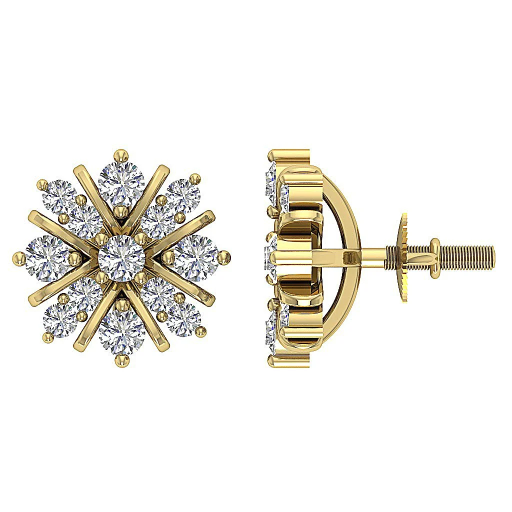 0.65Ct Elegant Round Cut Diamond Fashion Cluster Studs Earrings 14k/18k White Gold - Image 5