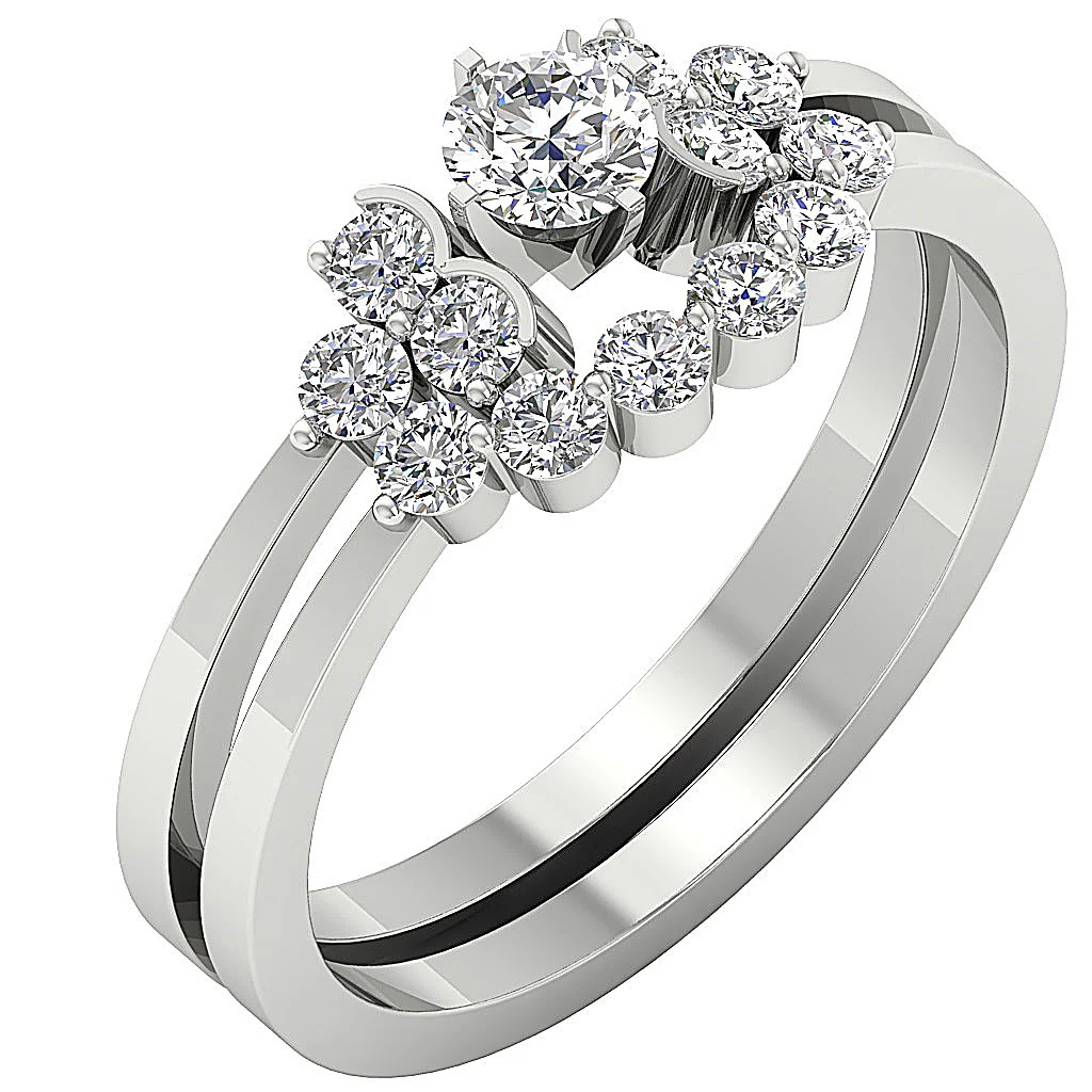 The Carter Handmade Natural Diamond Bridal Engagement Ring Set 14K Solid Gold - Image 2