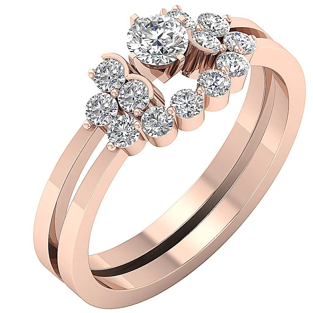 The Carter Handmade Natural Diamond Bridal Engagement Ring Set 14K Solid Gold - Image 3
