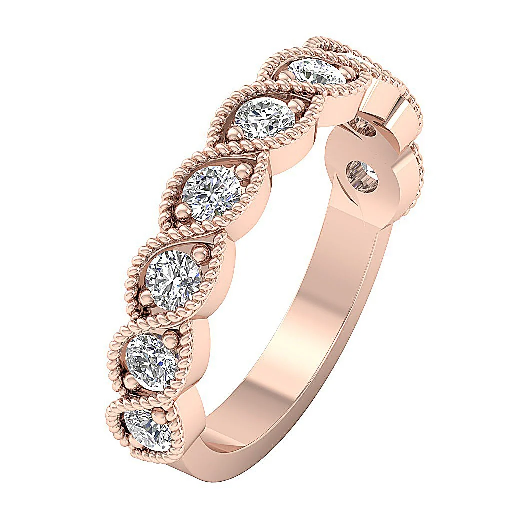 The Casey Genuine Round Diamond 14K Solid Gold Anniversary Ring Prong Setting - Image 3