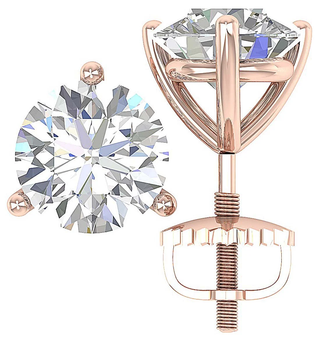 I1 H 1.50Carat Solitaire Stud Earring Genuine Diamond Martini Prong Set 14K Solid Gold - Image 4
