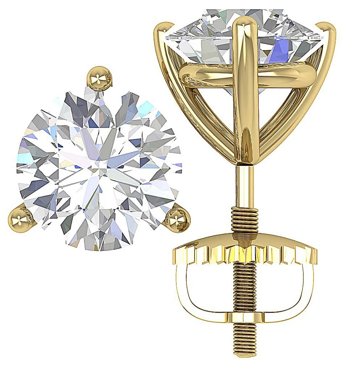 I1 H 1.50Carat Solitaire Stud Earring Genuine Diamond Martini Prong Set 14K Solid Gold - Image 9