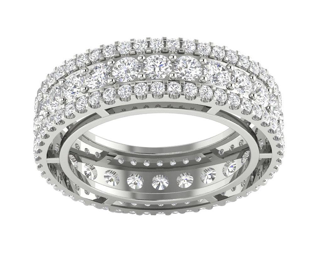 The Casey Gorgeous Three Row Eternity Wedding Ring Round Cut Diamond 14K Solid Gold - Image 4