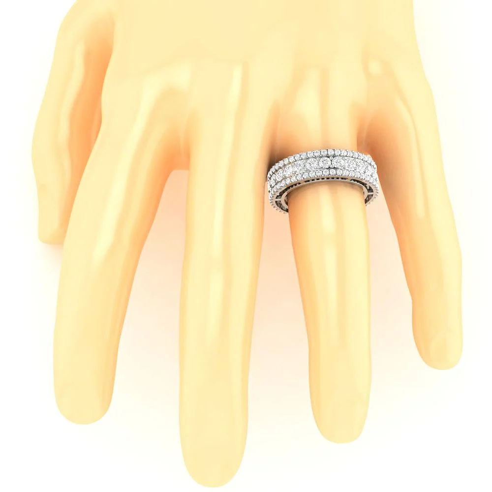 The Casey Gorgeous Three Row Eternity Wedding Ring Round Cut Diamond 14K Solid Gold - Image 7