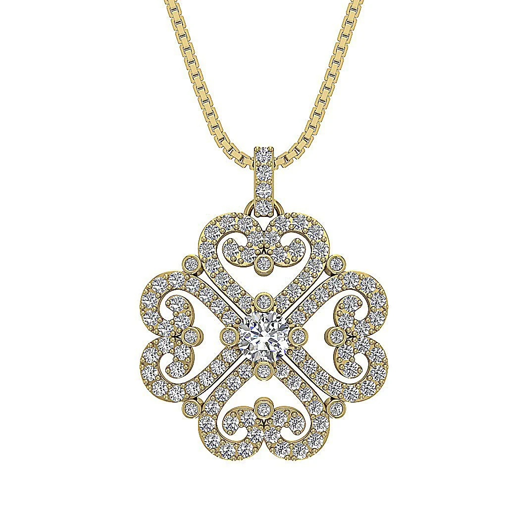The Cash Natural Diamond Beautiful Fashion Pendant Prong and Bezel Set 14K Yellow Gold