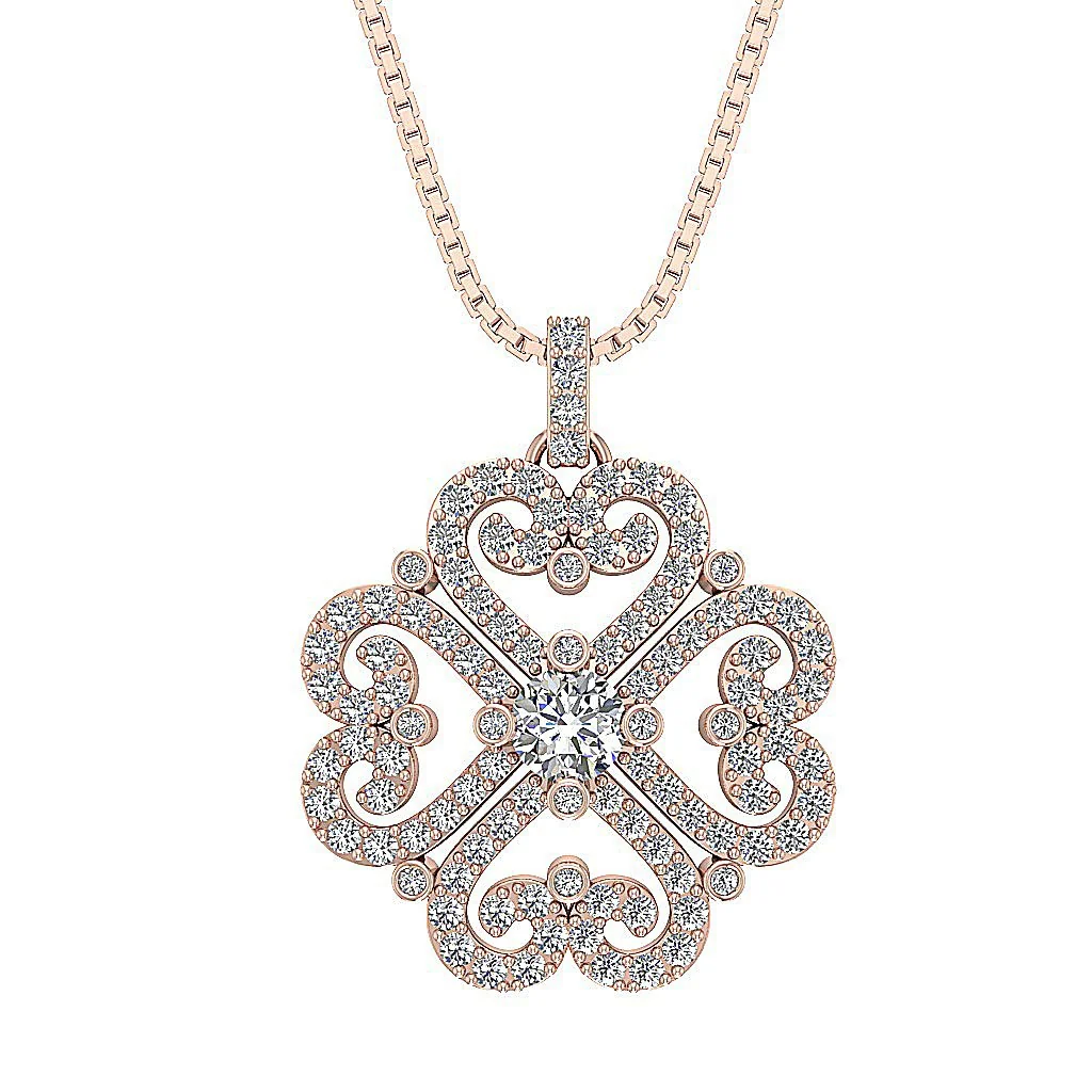 The Cash Natural Diamond Beautiful Fashion Pendant Prong and Bezel Set 14K Yellow Gold - Image 3