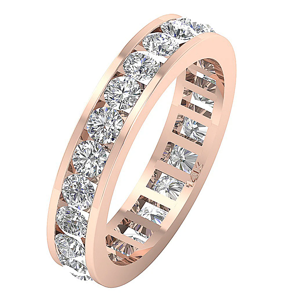 The Cash 3 Carat Round Brilliant Cut Diamond Eternity Engagement Ring 14K Solid Gold - Image 3