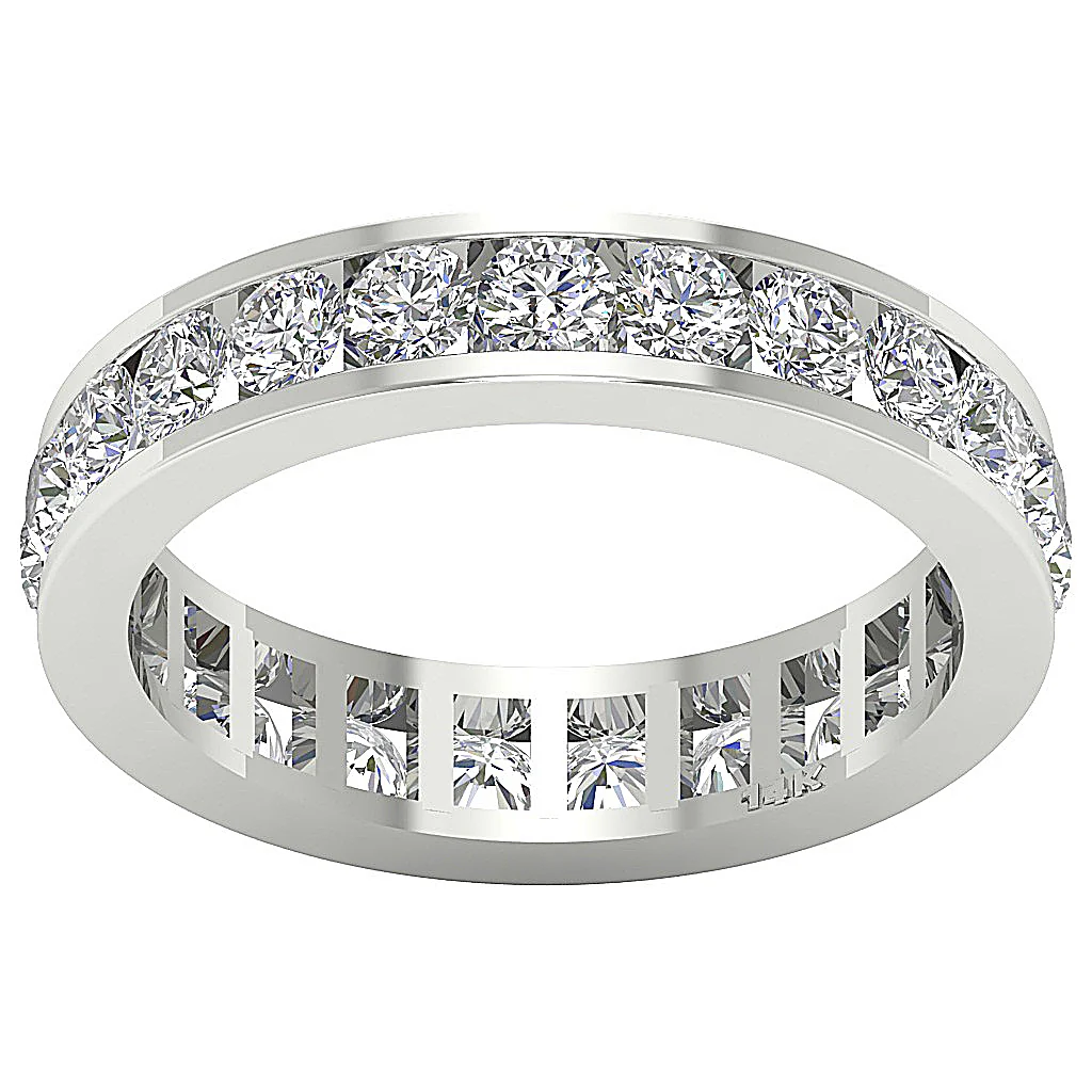 The Cash 3 Carat Round Brilliant Cut Diamond Eternity Engagement Ring 14K Solid Gold - Image 4