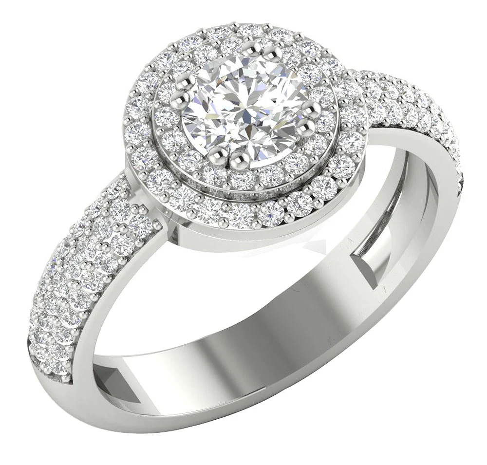 The Caspian Beautiful Double Halo Solitaire Engagement Natural Diamond Ring 14k Rose Gold - Image 2