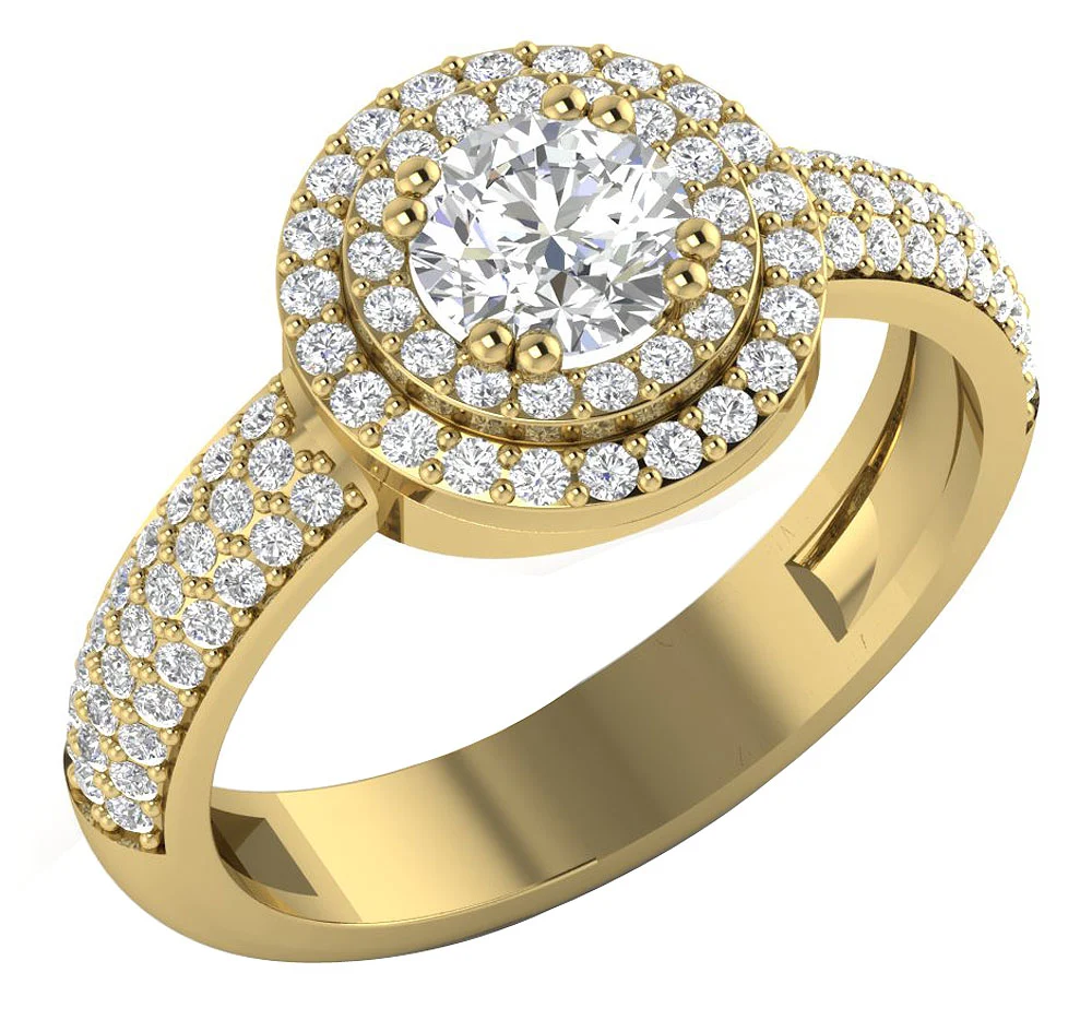 The Caspian Beautiful Double Halo Solitaire Engagement Natural Diamond Ring 14k Rose Gold - Image 3