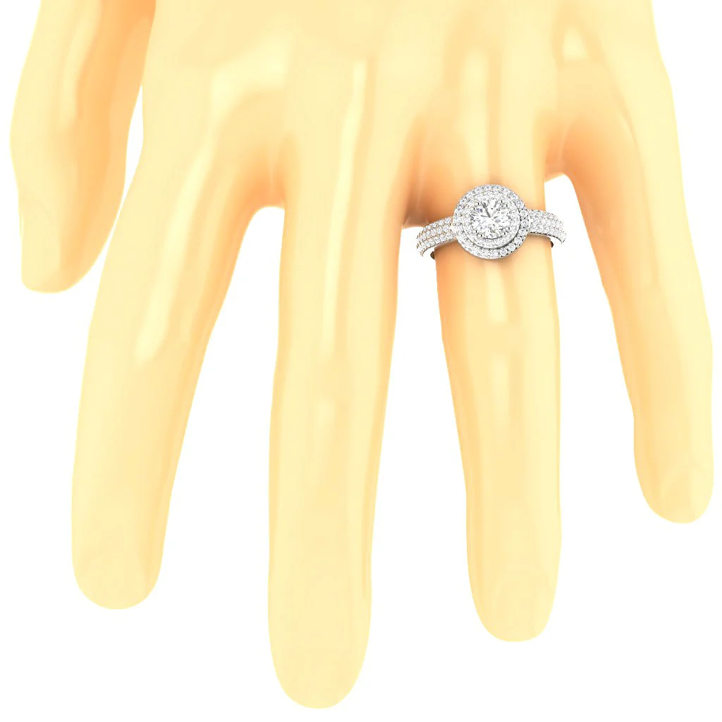 The Caspian Beautiful Double Halo Solitaire Engagement Natural Diamond Ring 14k Rose Gold - Image 7