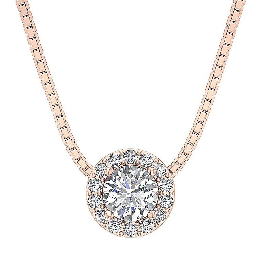 The Cayden Classsic Circle Halo Solitaire Diamond Pendant White Yellow Rose Gold - Image 3