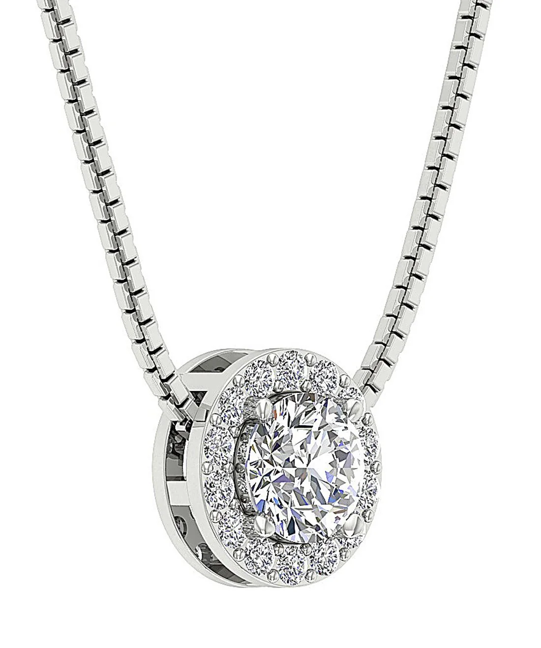 The Cayden Classsic Circle Halo Solitaire Diamond Pendant White Yellow Rose Gold - Image 4