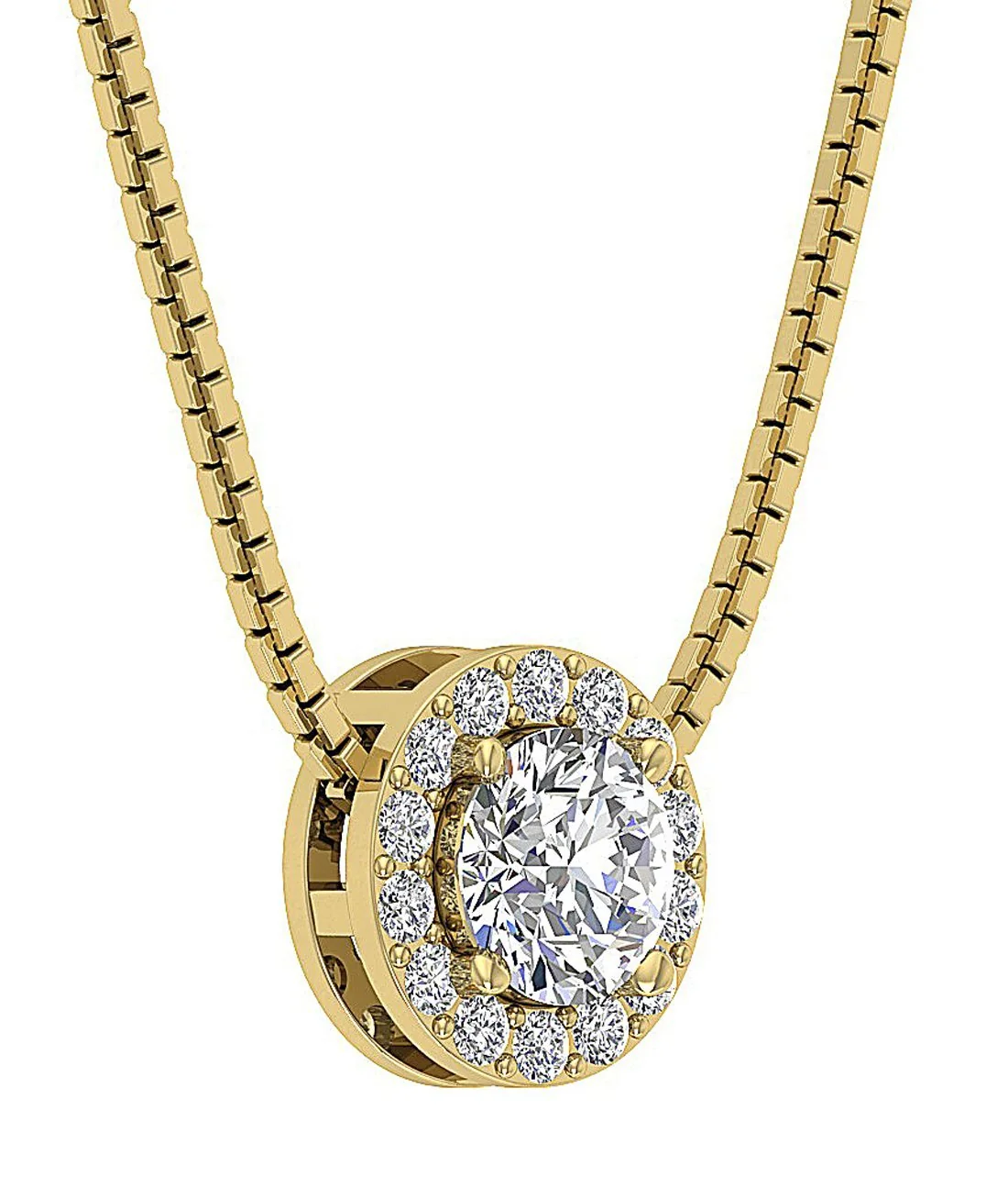 The Cayden Classsic Circle Halo Solitaire Diamond Pendant White Yellow Rose Gold - Image 5