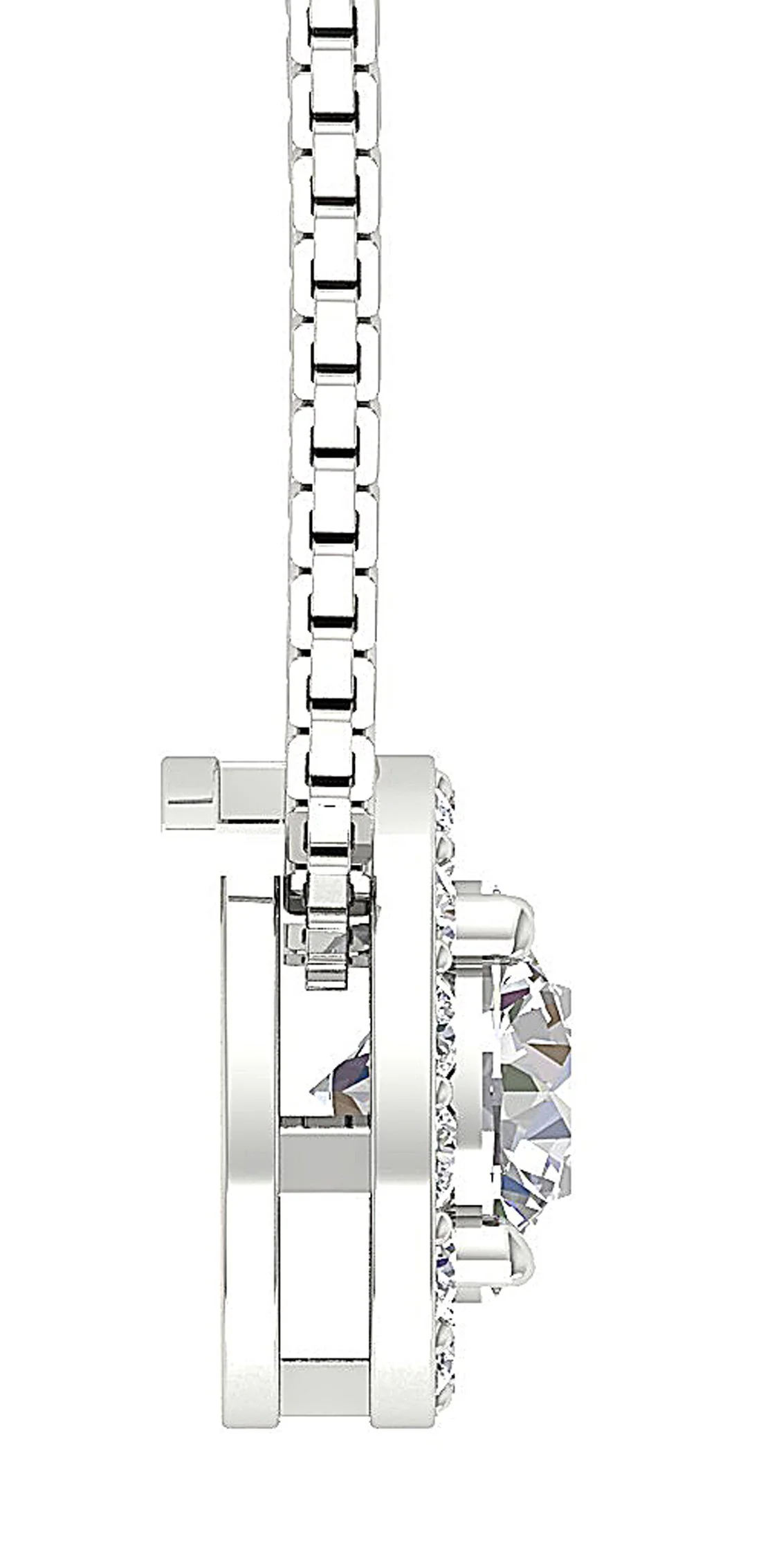 The Cayden Classsic Circle Halo Solitaire Diamond Pendant White Yellow Rose Gold - Image 7