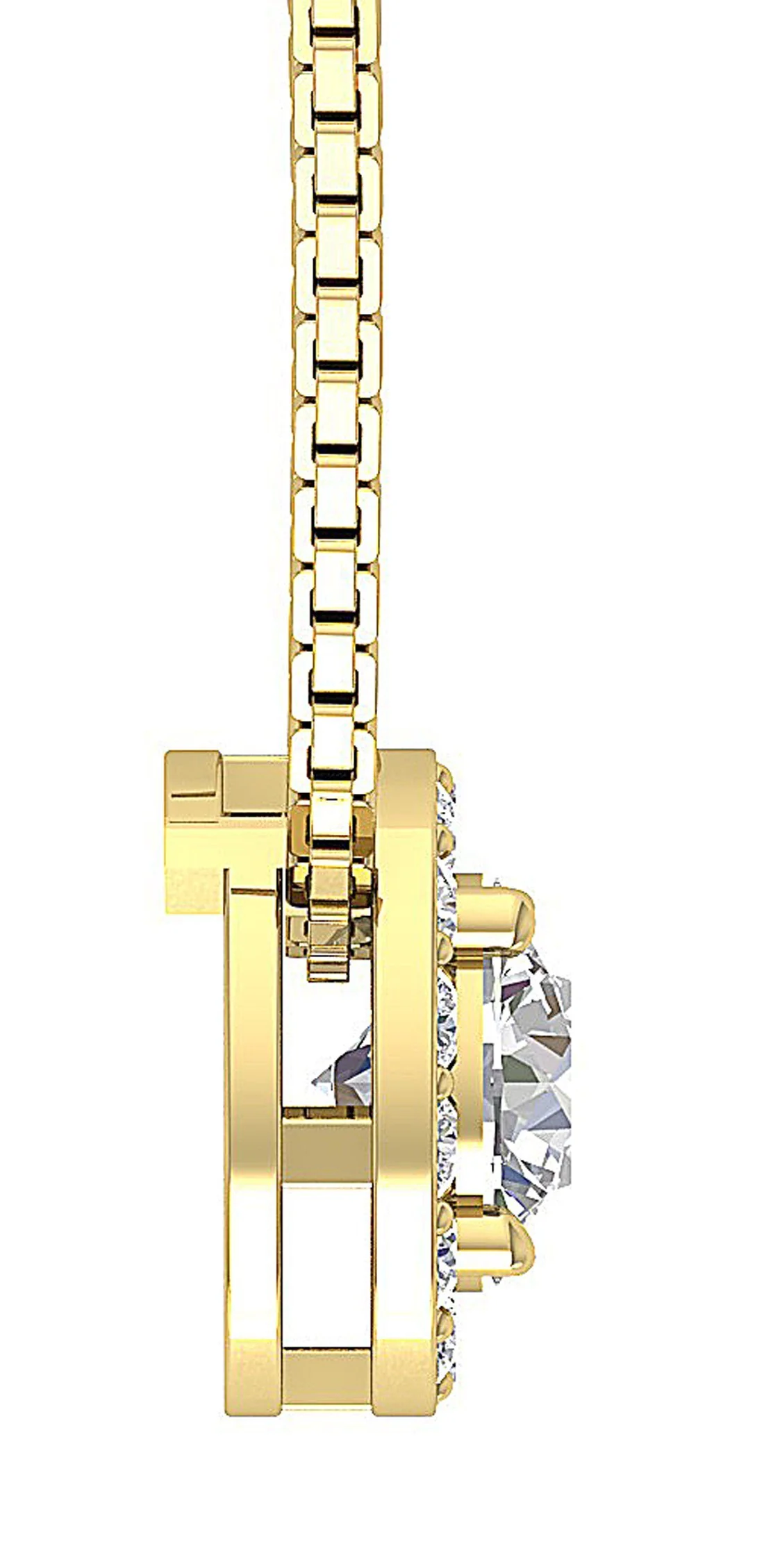 The Cayden Classsic Circle Halo Solitaire Diamond Pendant White Yellow Rose Gold - Image 8