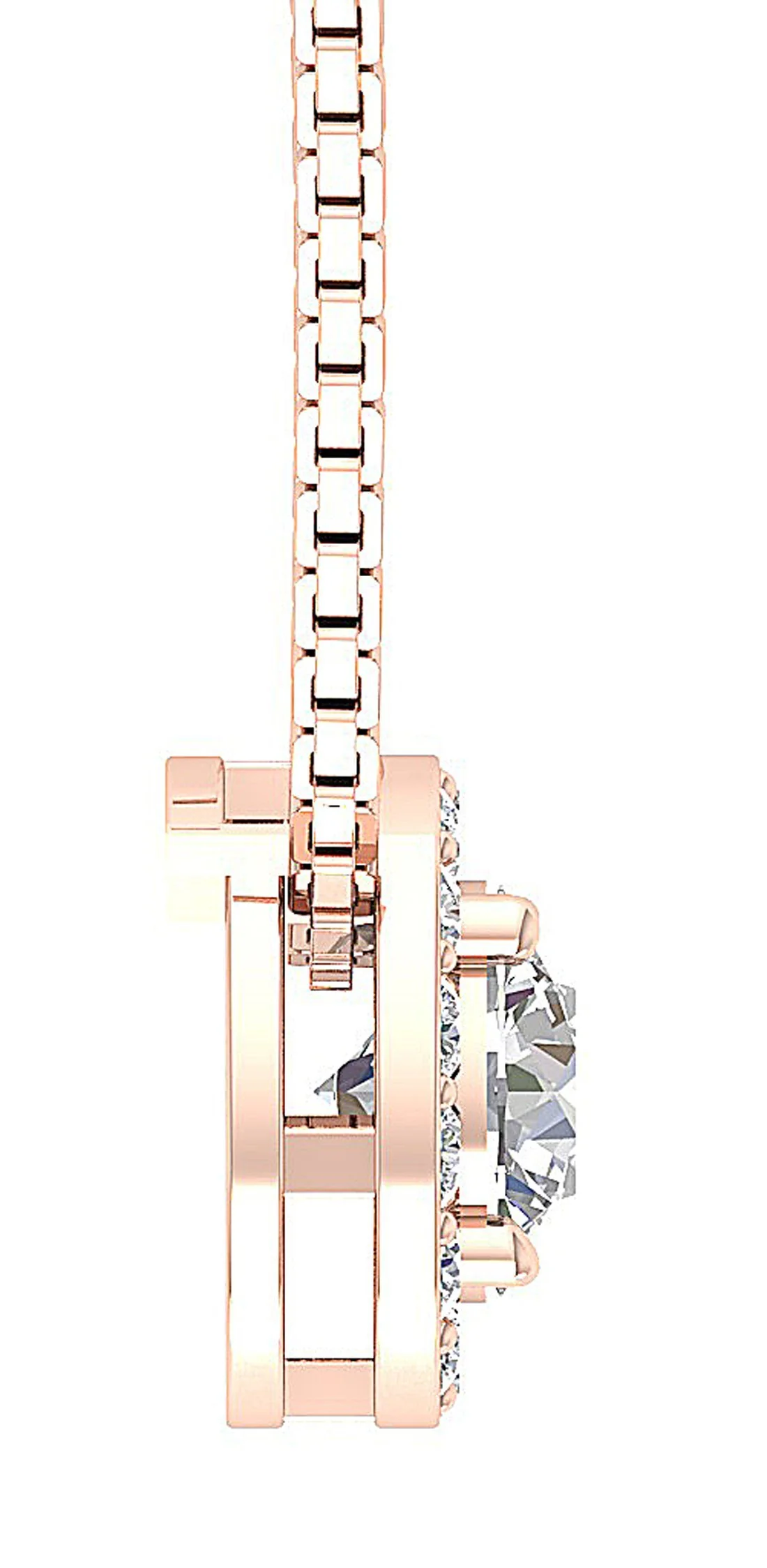 The Cayden Classsic Circle Halo Solitaire Diamond Pendant White Yellow Rose Gold - Image 9