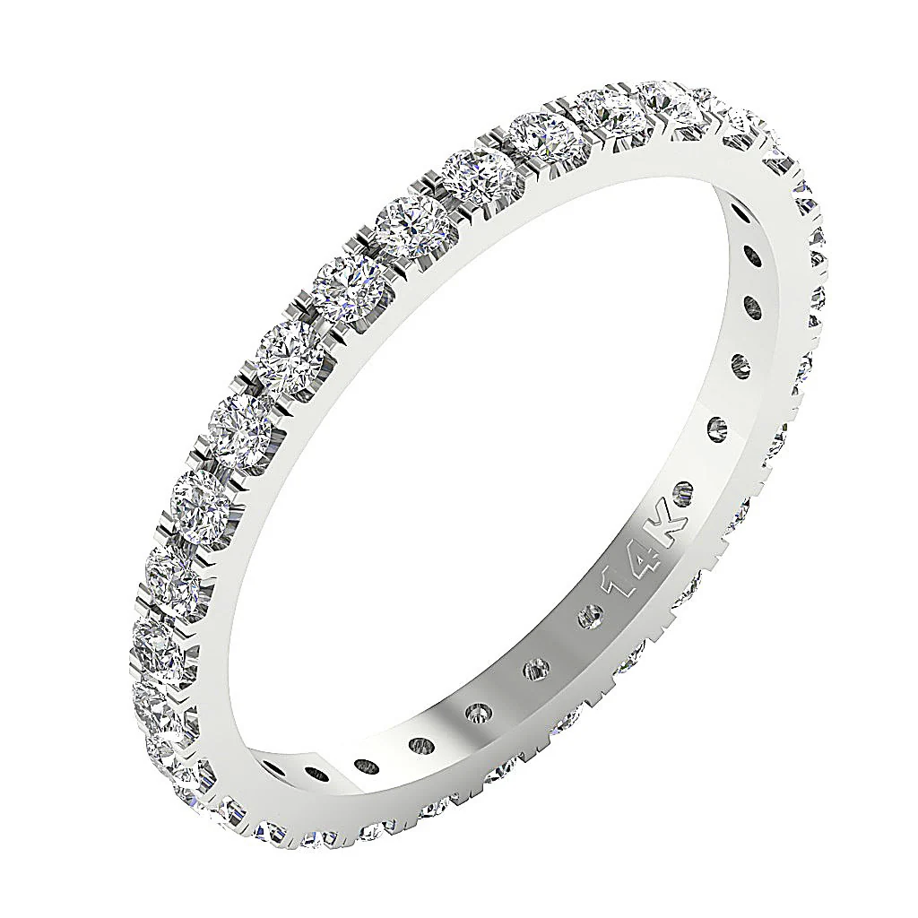 The Cayden Prong Set Round Cut Diamond Eternity Wedding Ring Gold Band For Her - Image 2