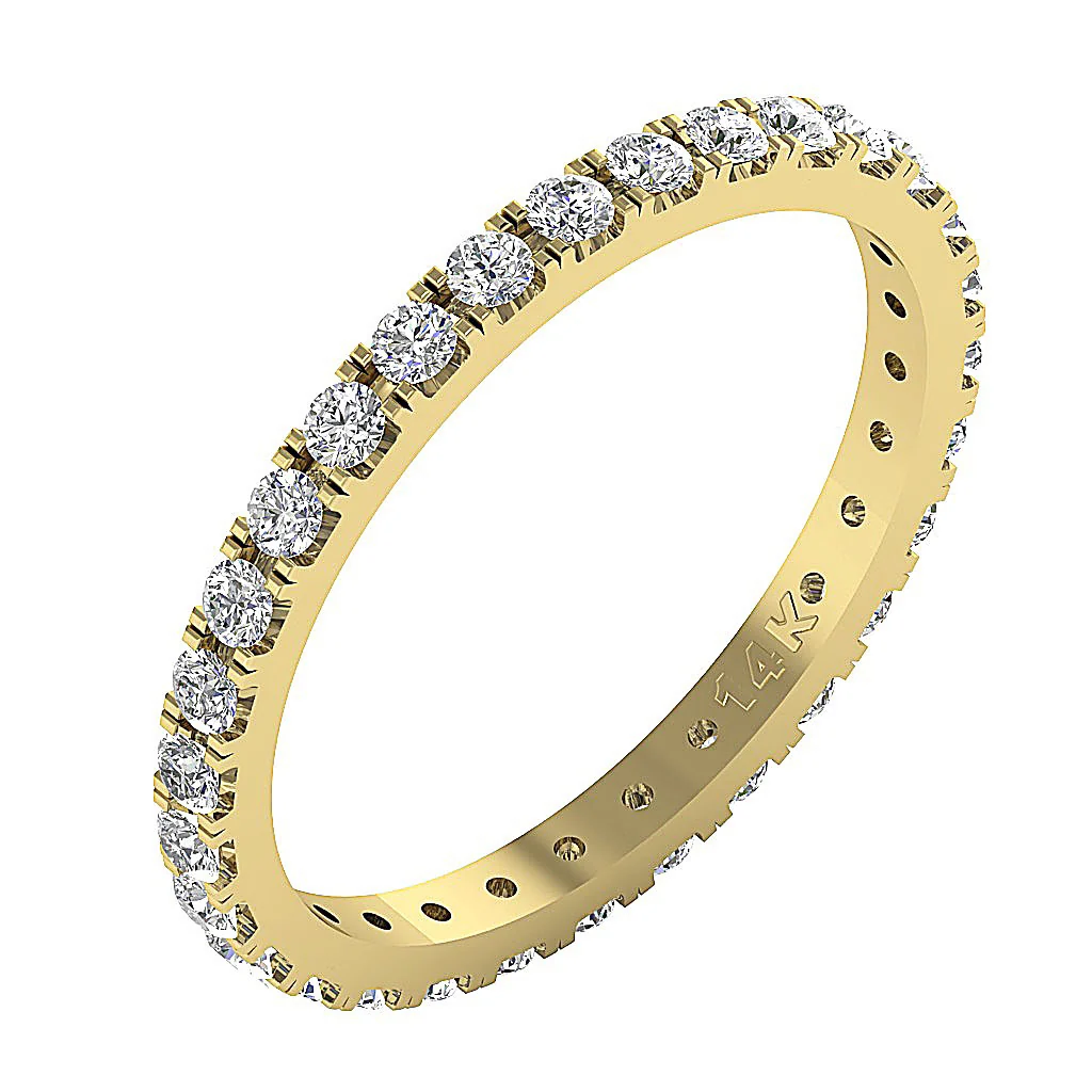 The Cayden Prong Set Round Cut Diamond Eternity Wedding Ring Gold Band For Her - Image 3
