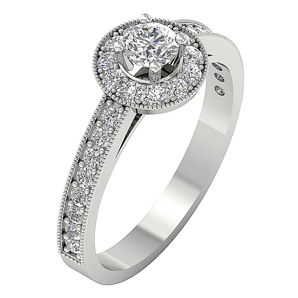 The Cedric Halo Engagement Solitaire Round Diamond 14K Rose Gold Ring - Image 2