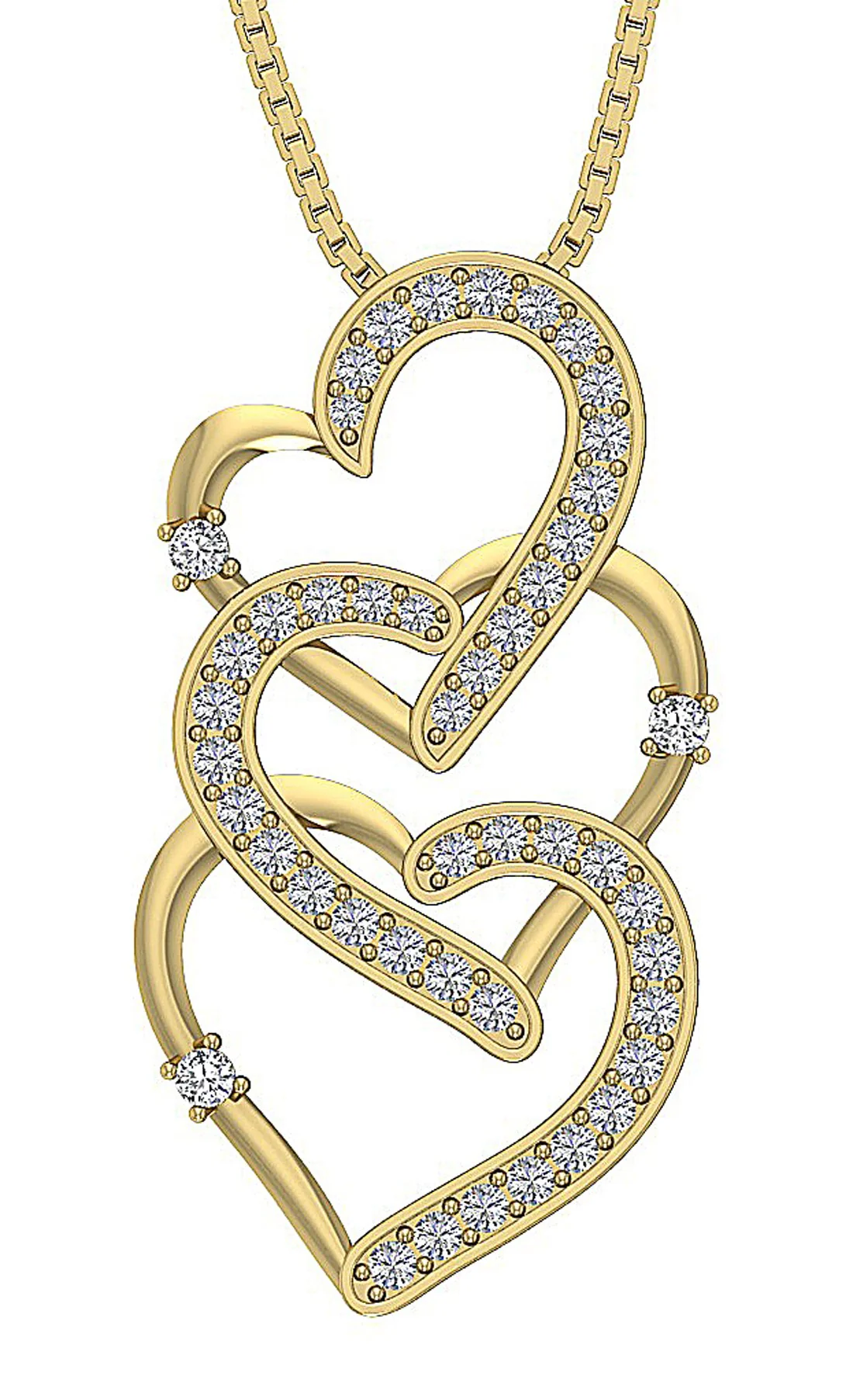 The Cesar Excellent Three Heart Pendant 14K Rose Gold Genuine Diamond 1.18 Inch - Image 3