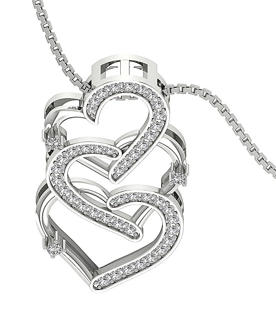 The Cesar Excellent Three Heart Pendant 14K Rose Gold Genuine Diamond 1.18 Inch - Image 7