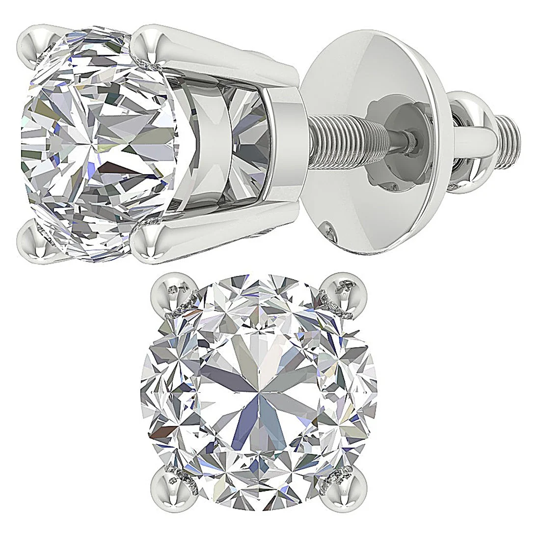 I1 H 3.25Carat Sparkly Solitaire Round Cut Diamond Stud Earring 14K Solid Gold - Image 3