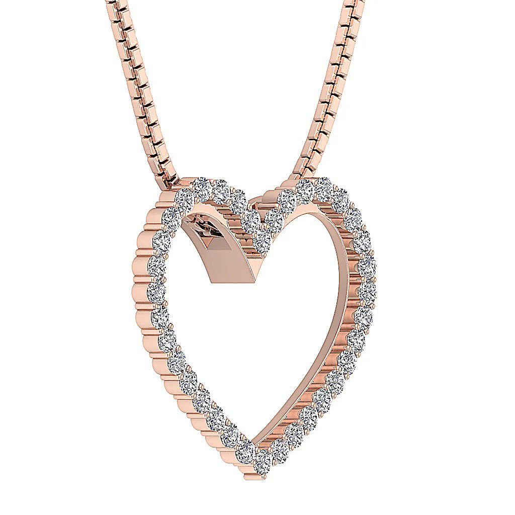 The Chance Excellent Heart Necklaces With Genuine Diamonds 14K Solid Gold - Image 6