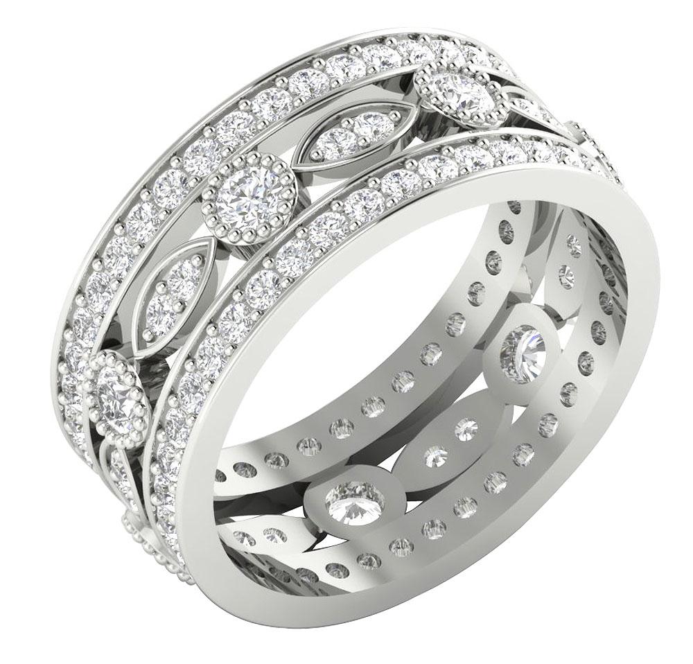 The Chance 3 Row Eternity Anniversary Ring 14K Solid Gold Natural Diamond 8.45 mm - Image 3
