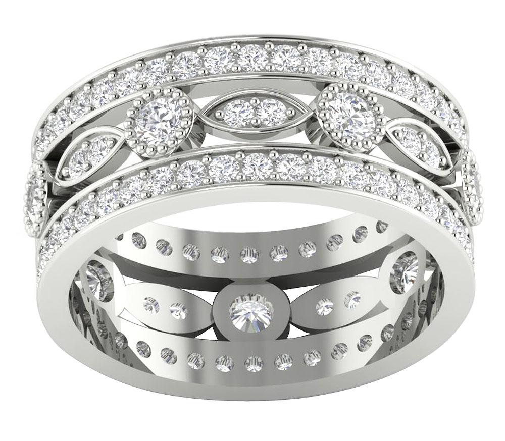 The Chance 3 Row Eternity Anniversary Ring 14K Solid Gold Natural Diamond 8.45 mm - Image 4