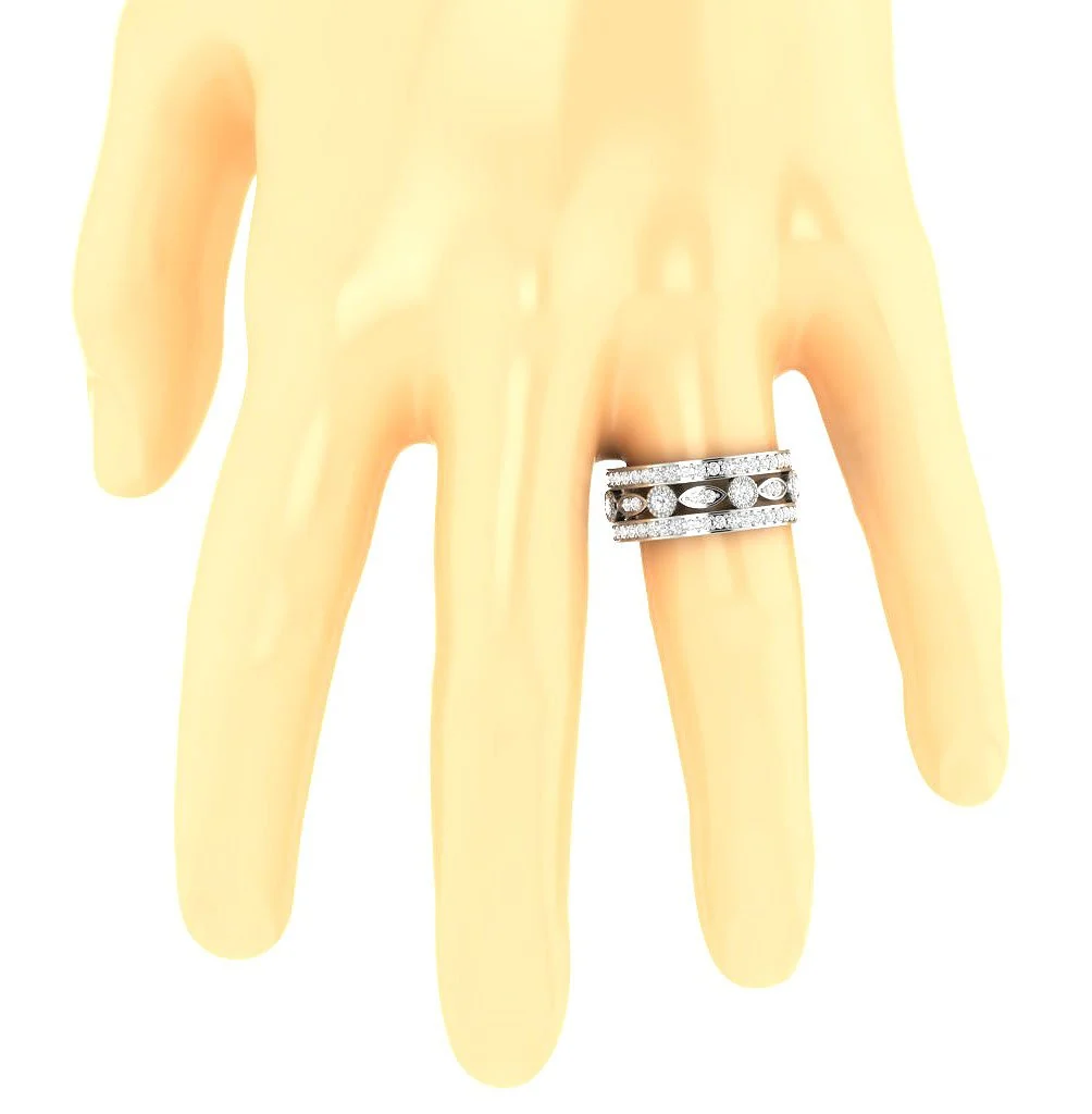 The Chance 3 Row Eternity Anniversary Ring 14K Solid Gold Natural Diamond 8.45 mm - Image 7