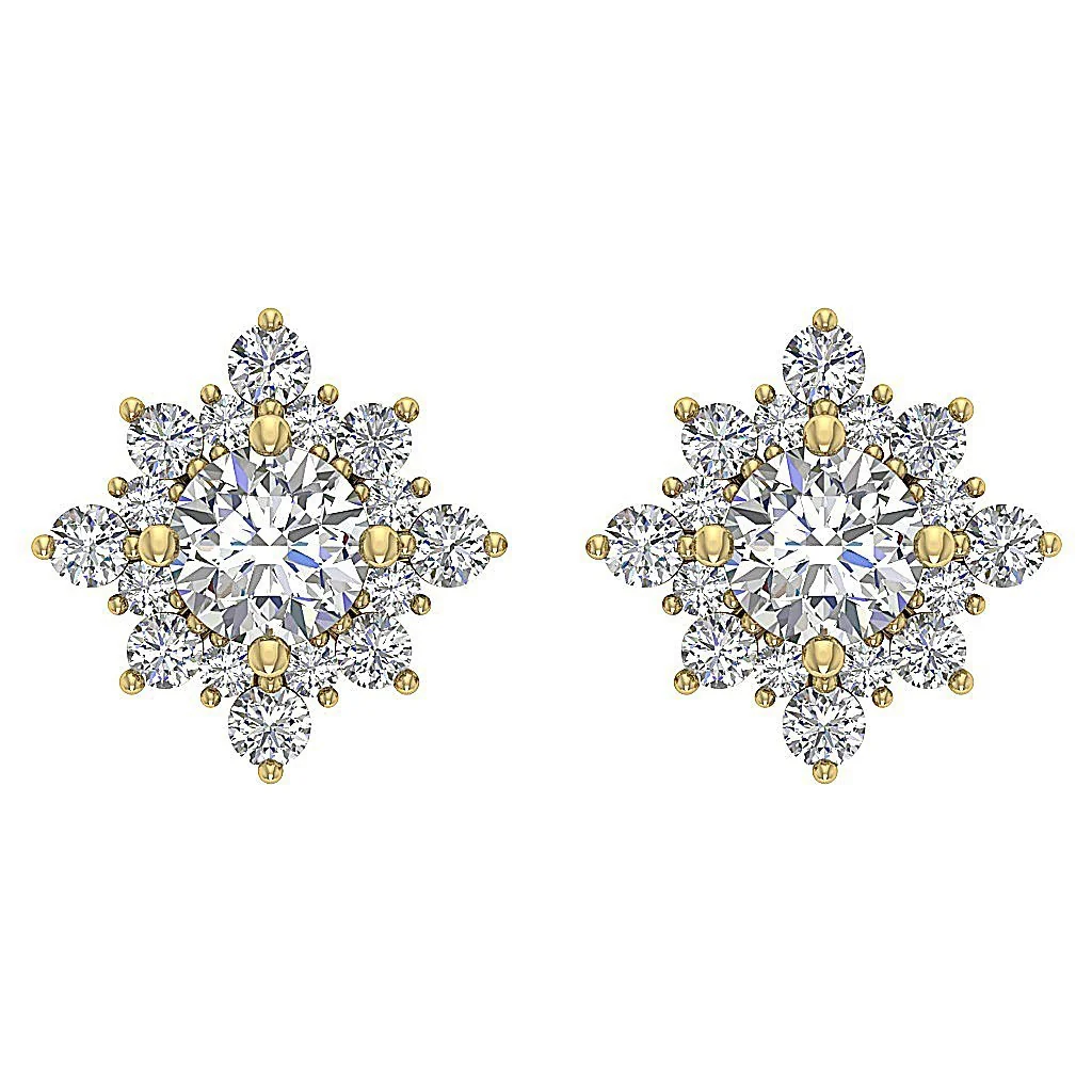 The Charles Excellent Natural Diamond Rose Gold Designer Cluster Solitaire Studs Earrings - Image 4