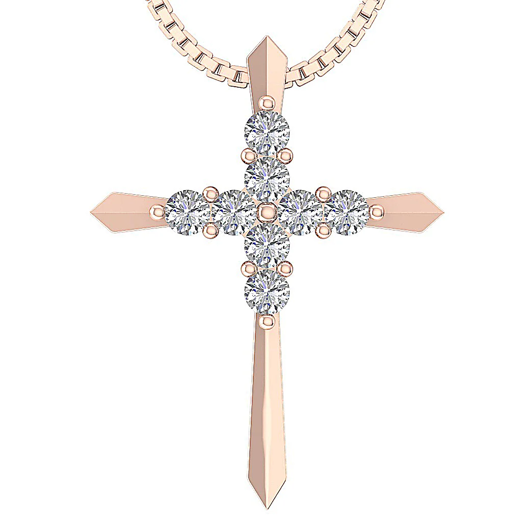 The Charles Classsic Genuine Diamond Cross Pendant With Chain Yellow Gold - Image 3