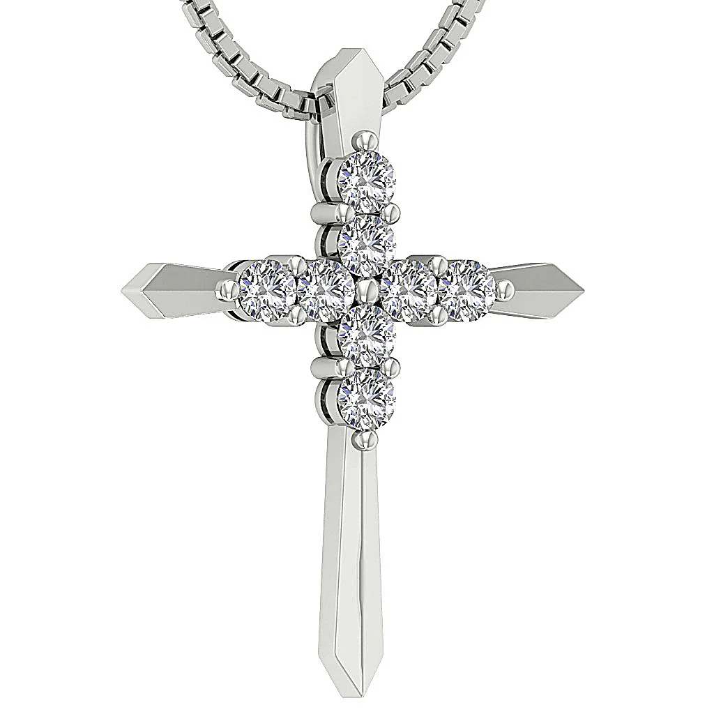 The Charles Classsic Genuine Diamond Cross Pendant With Chain Yellow Gold - Image 4