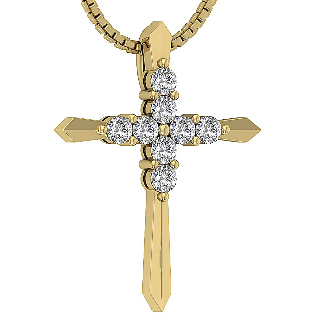 The Charles Classsic Genuine Diamond Cross Pendant With Chain Yellow Gold - Image 5